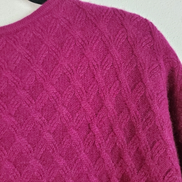 The Cashmere Project Sweater Womens M Berry Fuschia Cableknit High Low - Picture 5 of 9